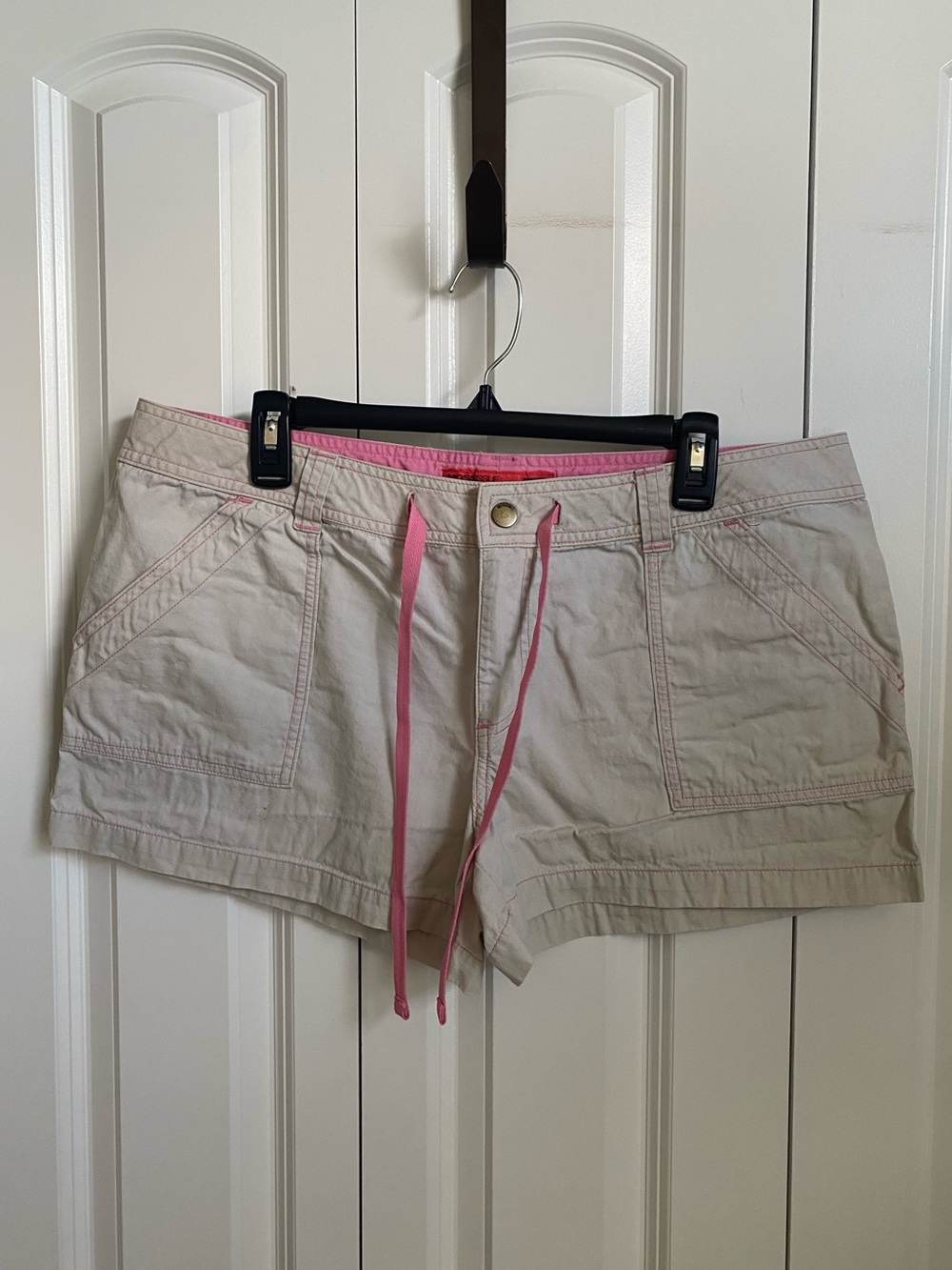 Mossimo Supply Co. Light Beige Shorts with Pink Trim and Drawstring